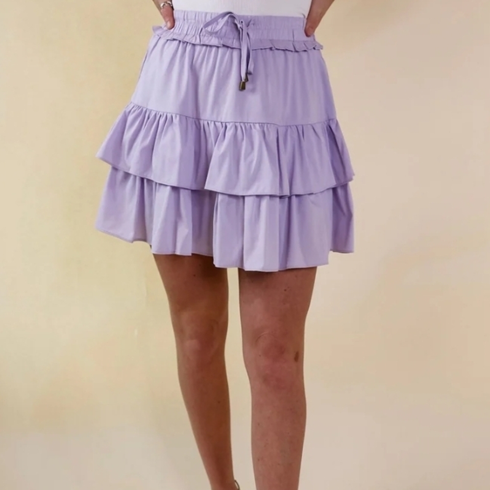 Tiered Ruffle Mini Skirt in Lavender